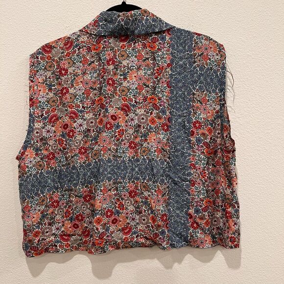 Anthropologie Burning Torch Sleeveless Top Floral Patchwork Silk Distressed Sz S - Picture 6 of 8